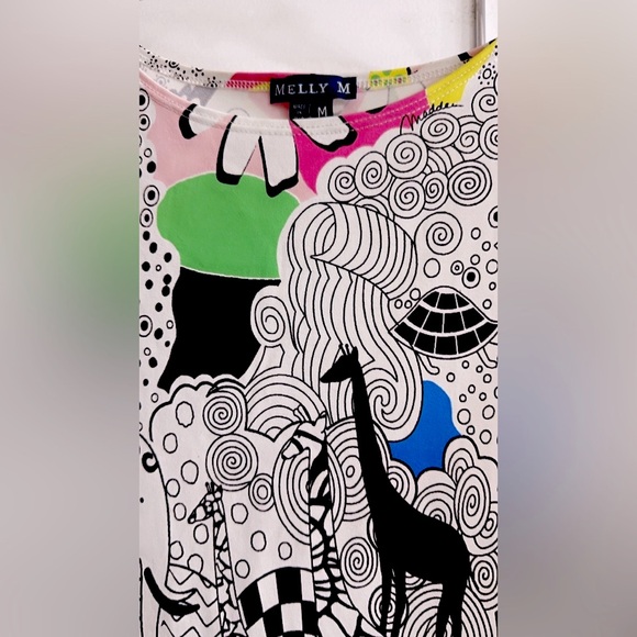 NWOT Melly M Abstract Print Dress Size M Pit to Pit 18”
stretches up to 23” - Picture 4 of 7